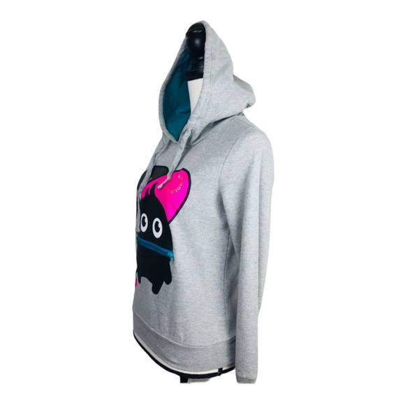 Freehold Graphic Hoodie Grey Black Pink Streetwear Zipper Cotton Blend S Small - Picture 2 of 4